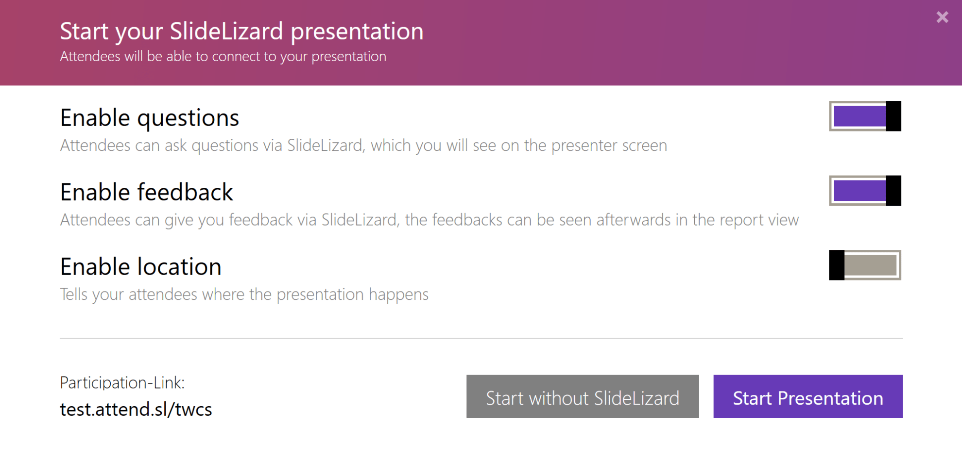 How to start a presentation with SlideLizard SlideLizard Help
