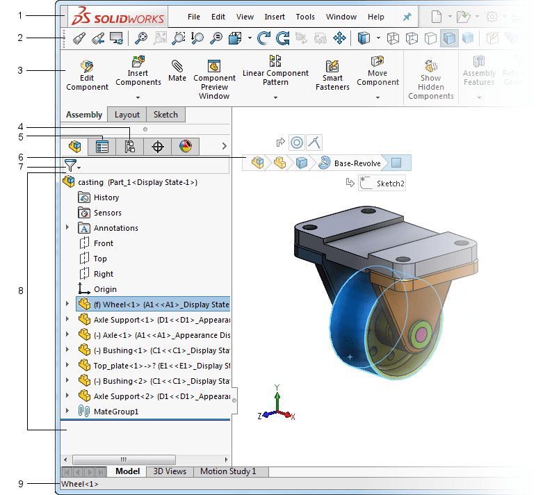 2019 Ayuda de SOLIDWORKS Perspectiva general de la interfaz de usuario