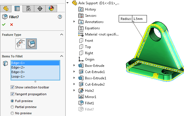 2019 Ayuda de SOLIDWORKS Gestor de diseño del FeatureManager desplegable