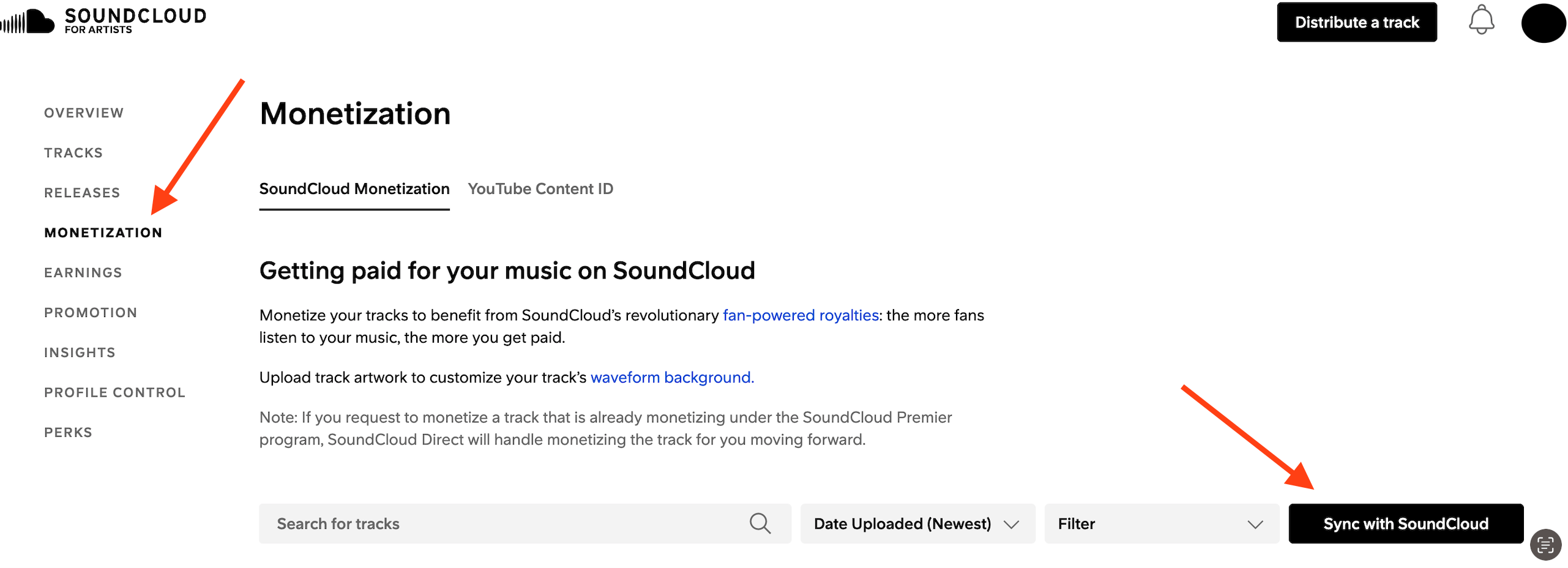 Enabling with SoundCloud for Artists dashboard