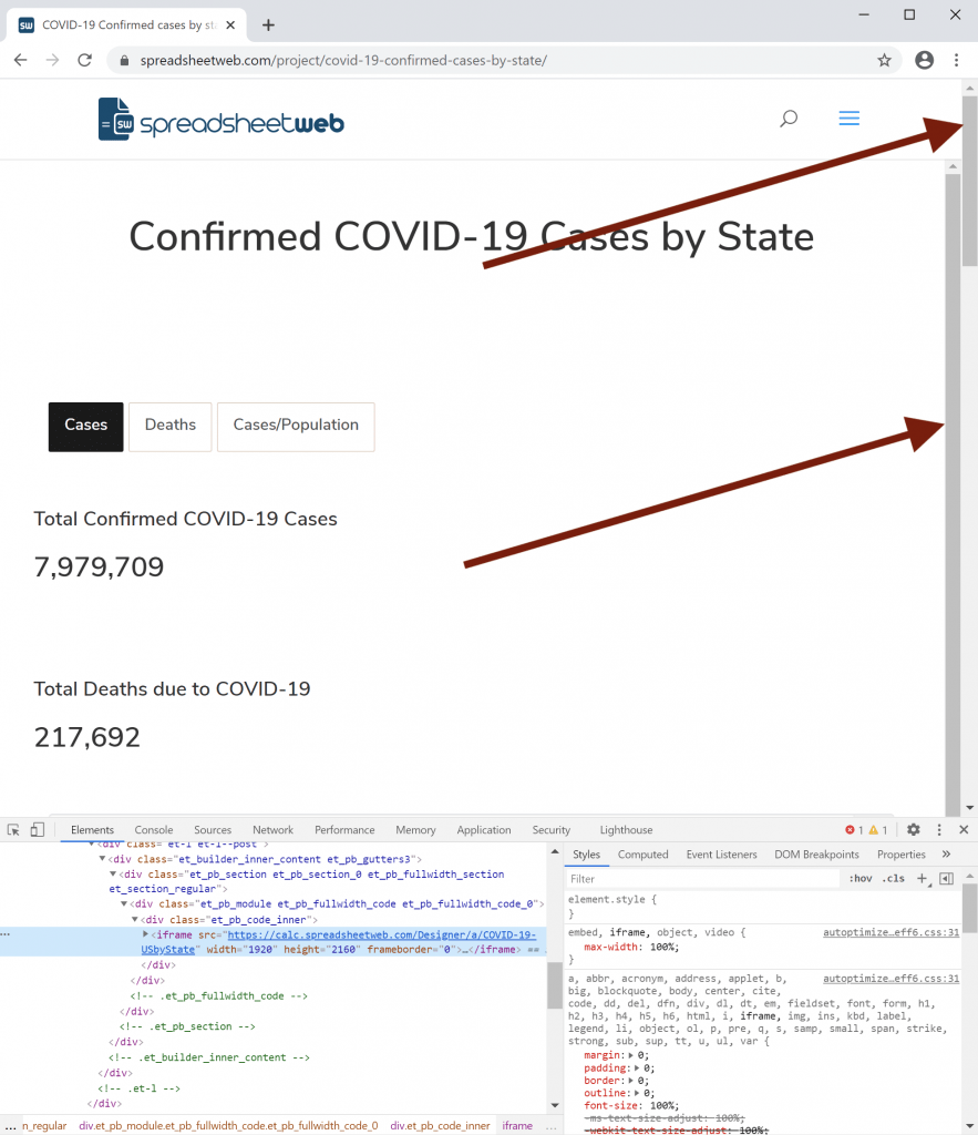 How can I remove double scroll bars in applications within iframes