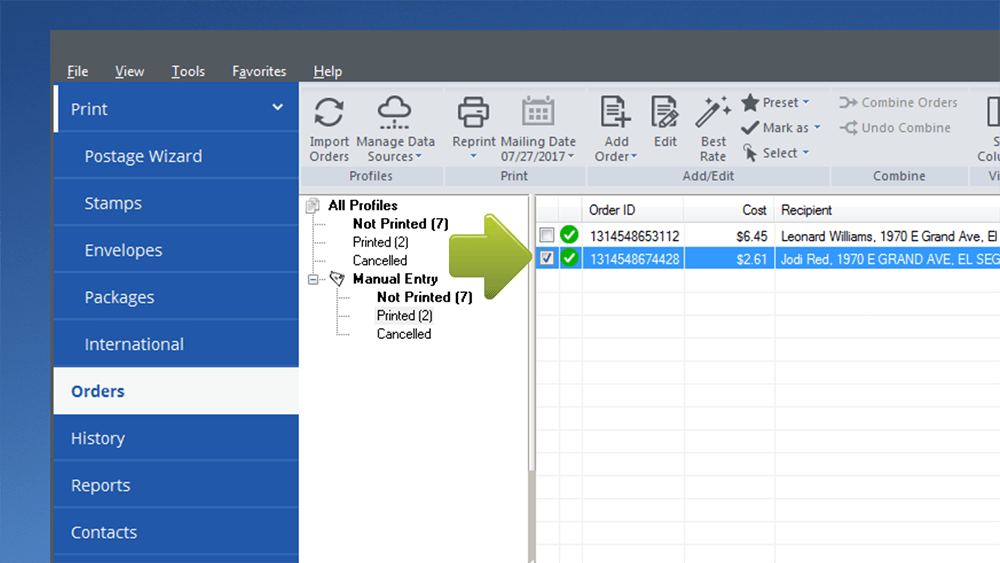 Reprint an Shipping Label Stamps