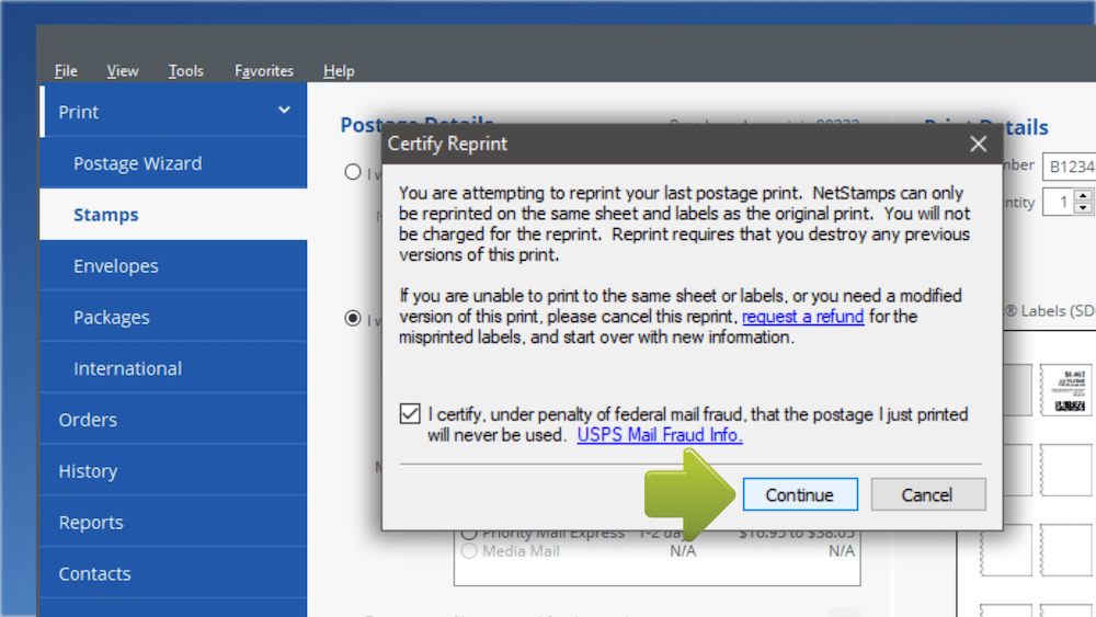 Reprint Shipping Labels Stamps