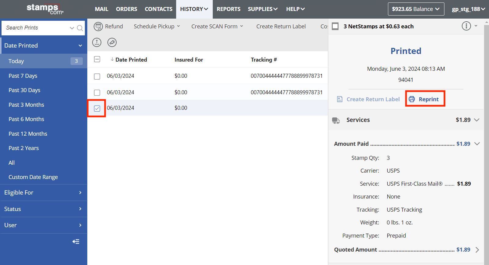 Reprint Shipping Labels Stamps