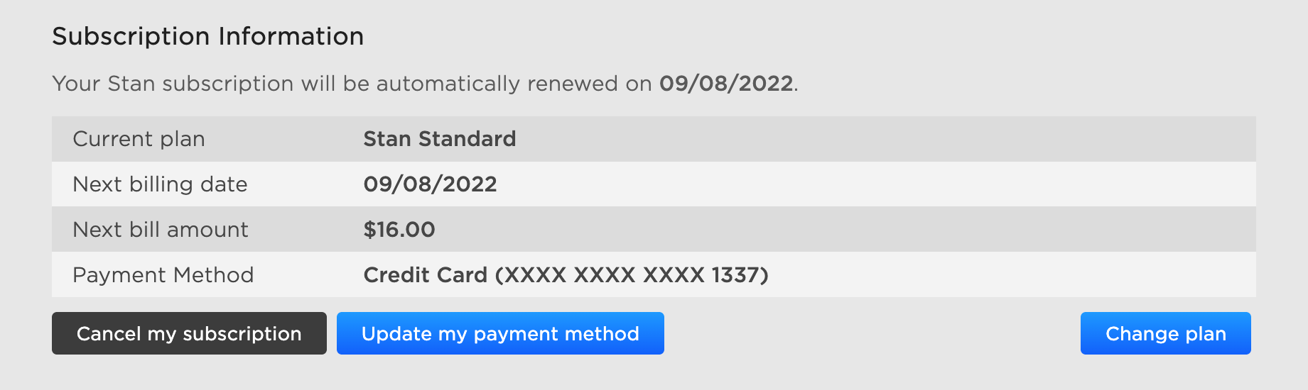 Managing your Stan billing Stan Support