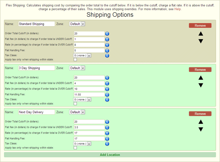 Flex (Zone) Shipping Calculator STN Help & Documentation