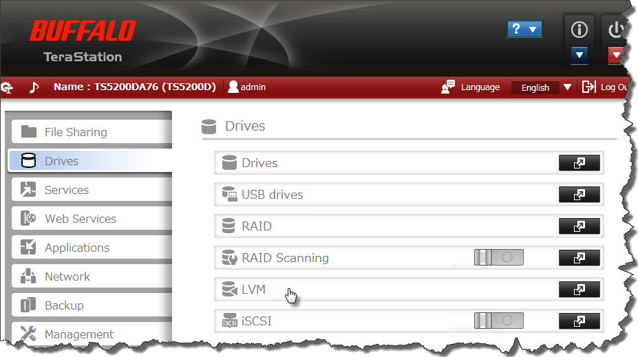 Creating volumes on your Buffalo NAS
