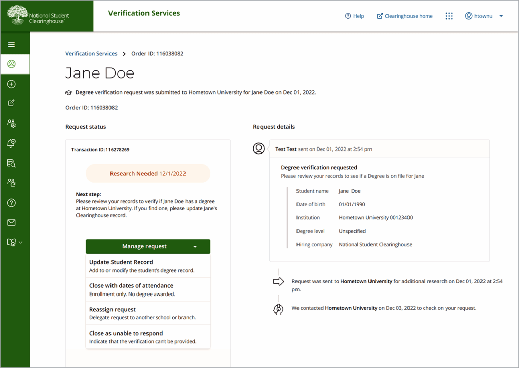 Update Student Record Clearinghouse School Secure Site Help