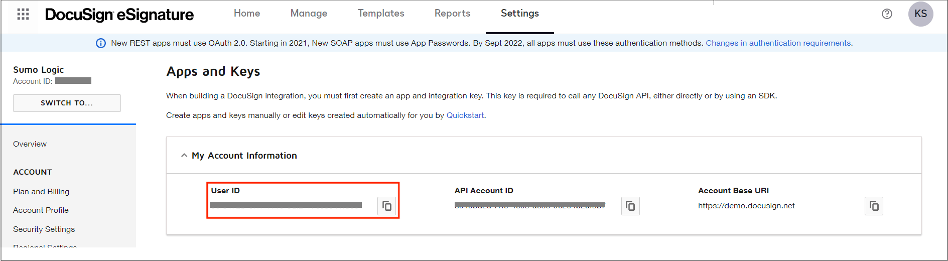 DocuSign Sumo Logic Docs