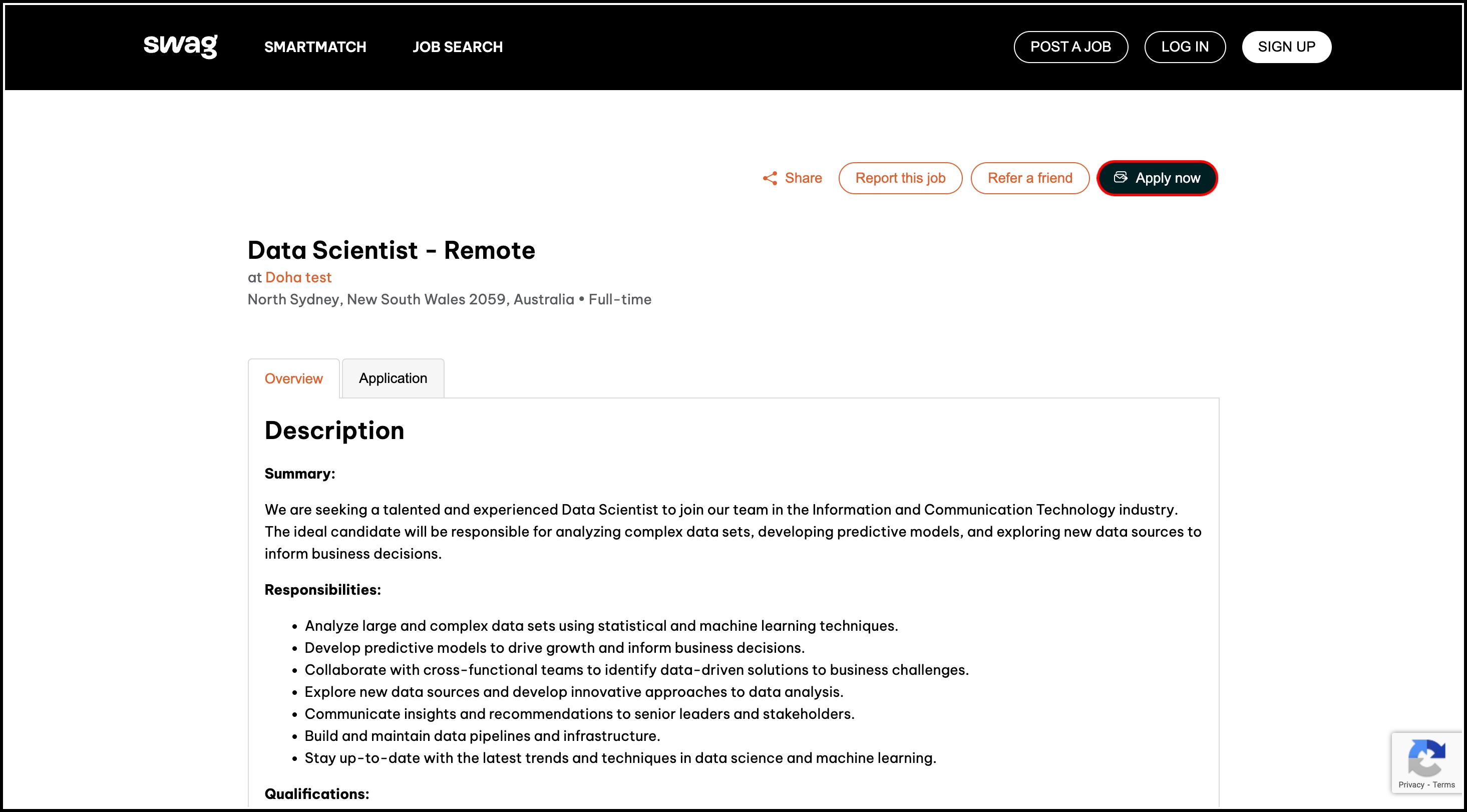 How do I apply for an open role via the Swag Jobs  Platform Swag