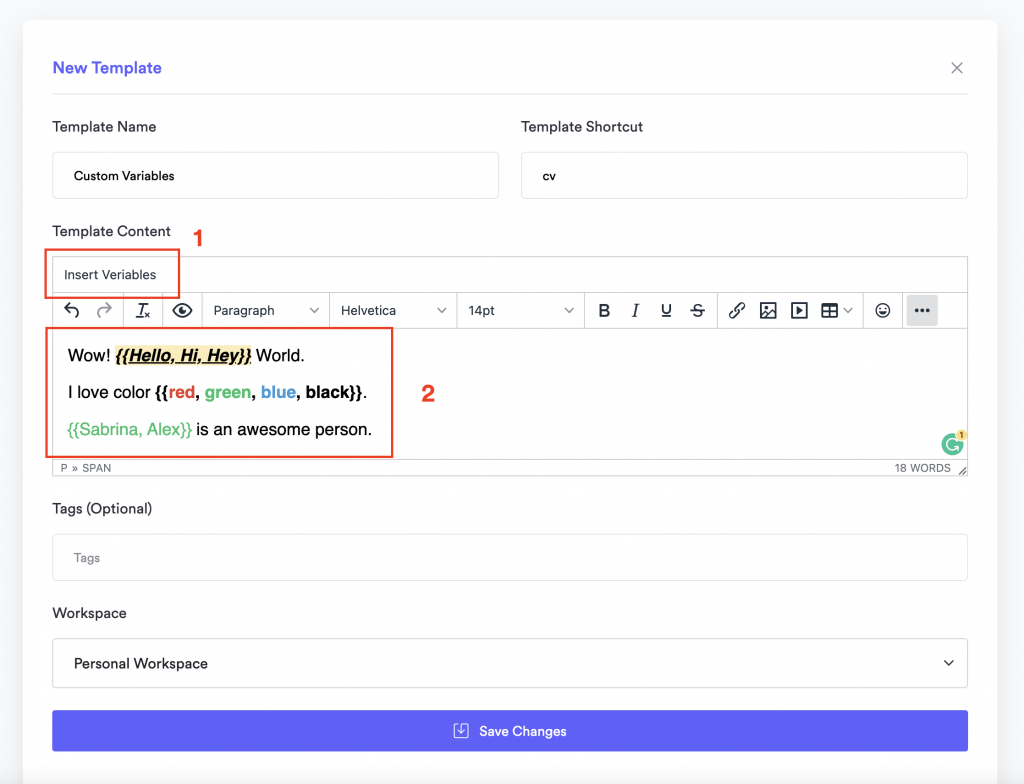 Add variables to canned responses SwiftReply Respond to common