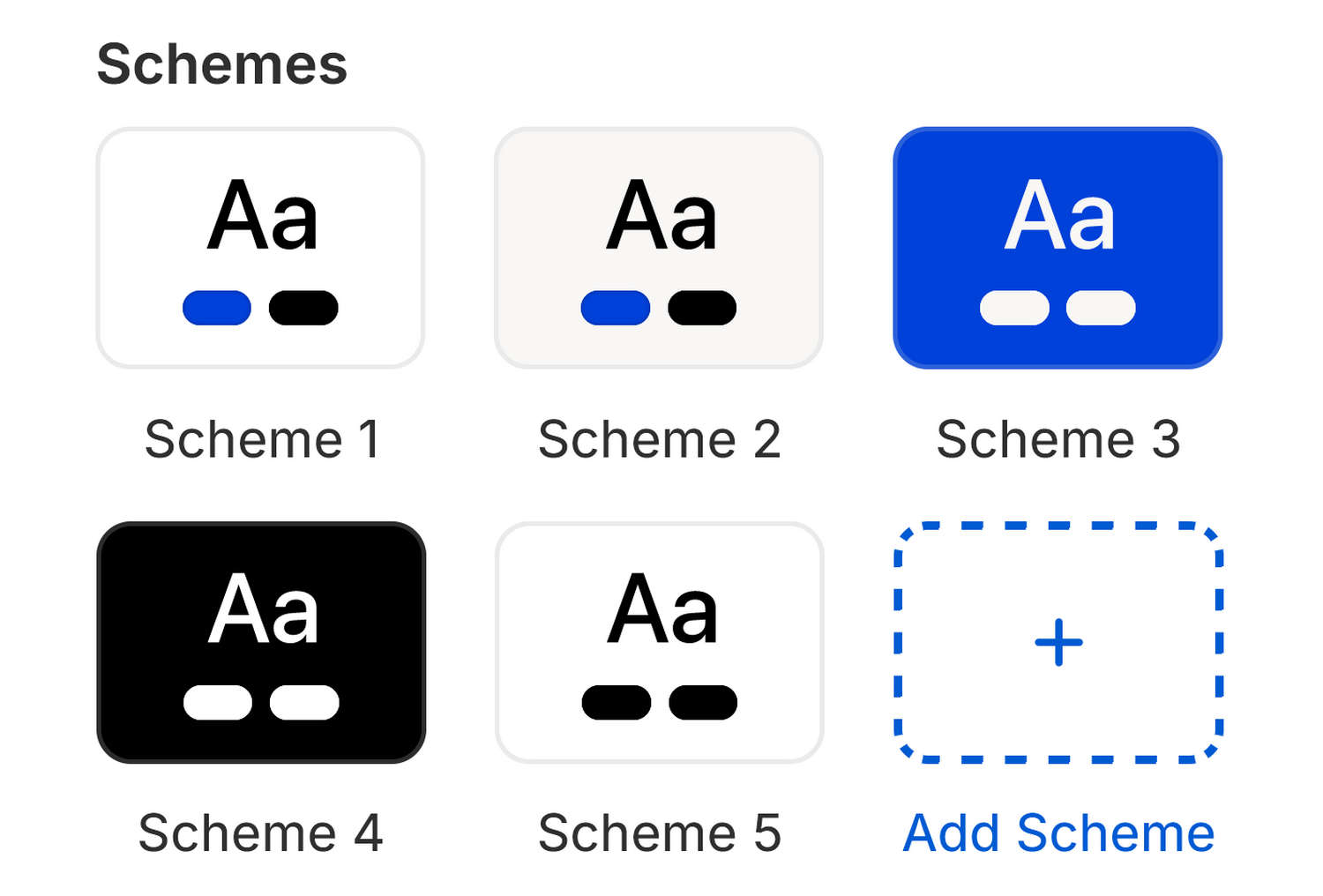 Customize color schemes Switch Docs