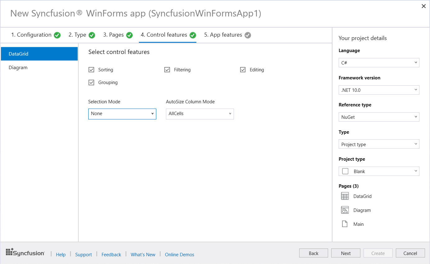 Template Studio WinForms Syncfusion
