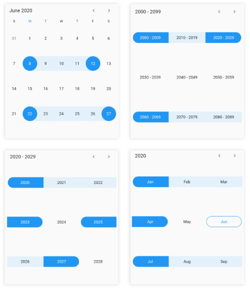 Selections in Flutter Date Range Picker widget Syncfusion
