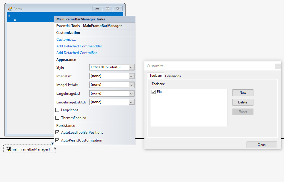 Adding Menu Items via Designer WindowsForms Syncfusion