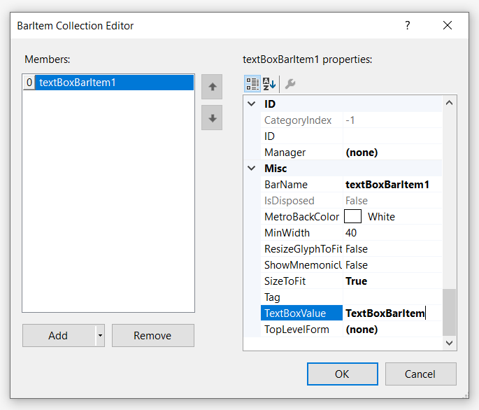 BarItem Types in Windows Forms PopupMenu control Syncfusion