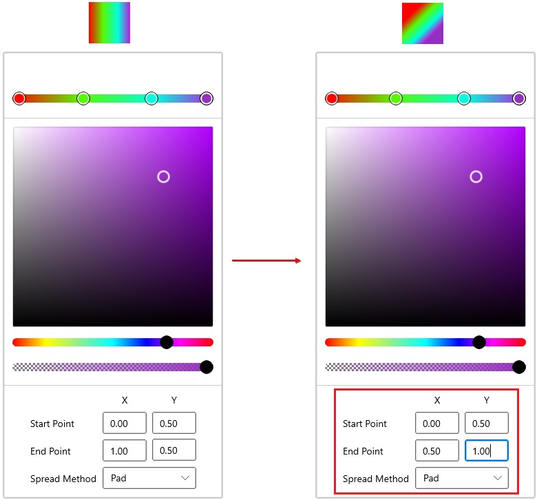 Gradient Colors in WinUI Color Picker control Syncfusion