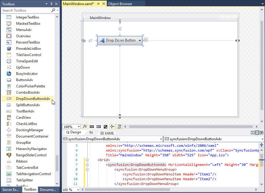 Styles and Templates in WPF Dropdown Button control Syncfusion