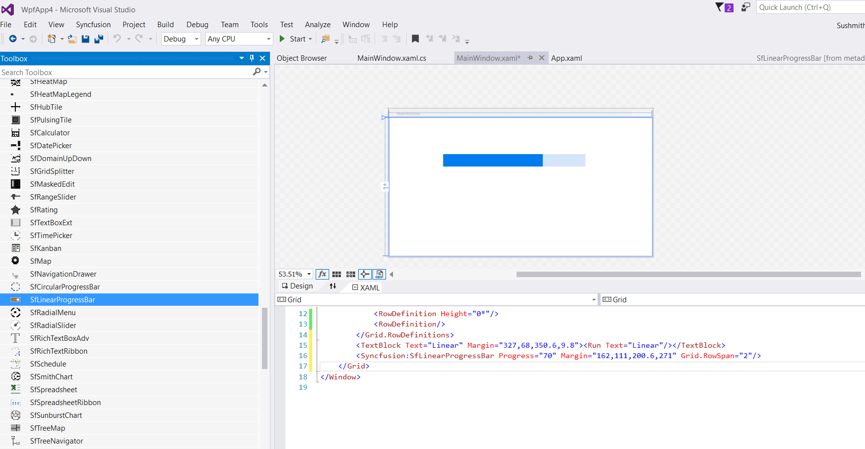 Getting started with WPF Linear ProgressBar control Syncfusion