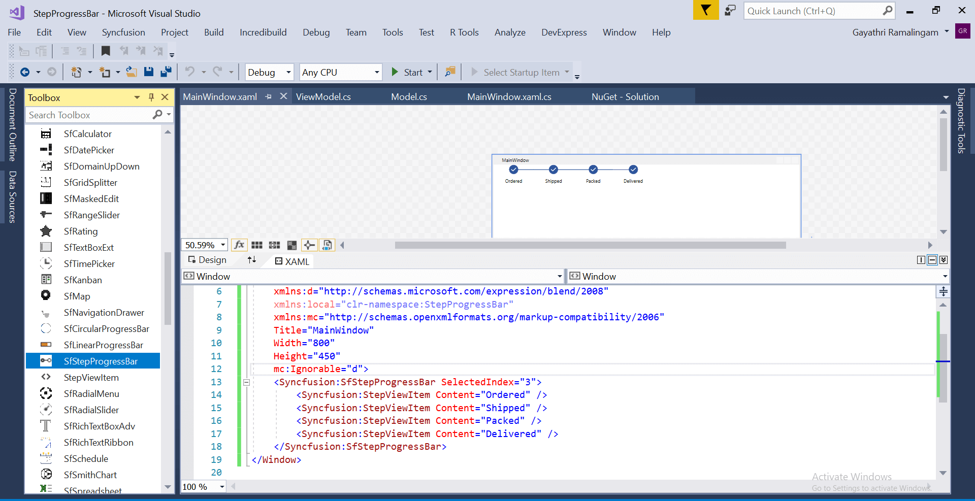 Getting Started with WPF Step ProgressBar control Syncfusion