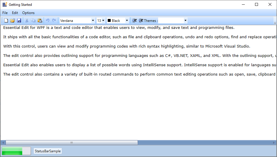 Status Bar in WPF Syntax Editor control Syncfusion
