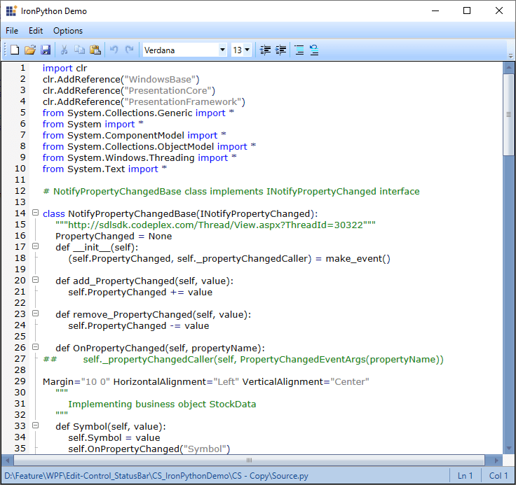 Status Bar in WPF Syntax Editor control Syncfusion