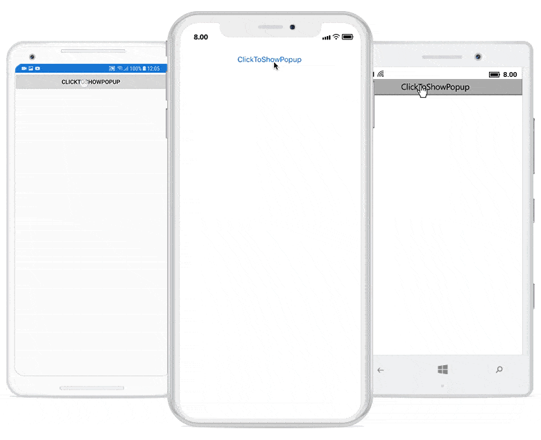 Popup Animations in Xamarin Popup control Syncfusion