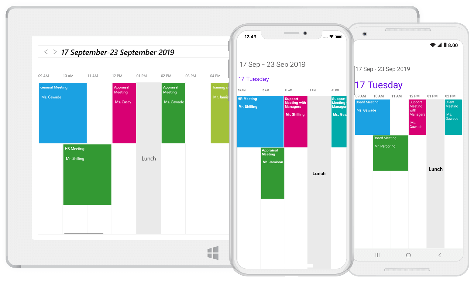 Timeline View in Xamarin Scheduler control Syncfusion