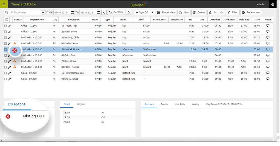 How to fix a missing punch Synerion Agile Help