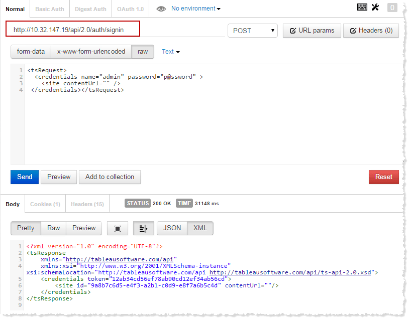TestingTableau Server REST API Tableau