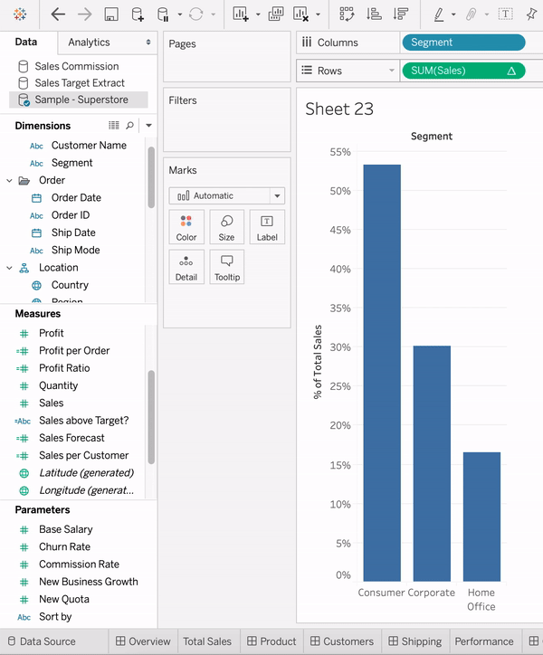 Use a Table Calculation in a Tableau Data Story Tableau