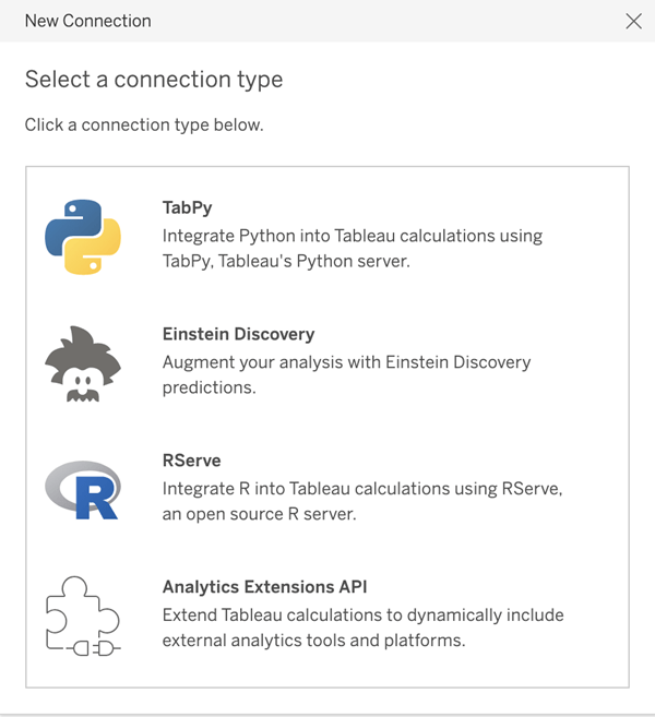 Configure Connections with Analytics Extensions Tableau