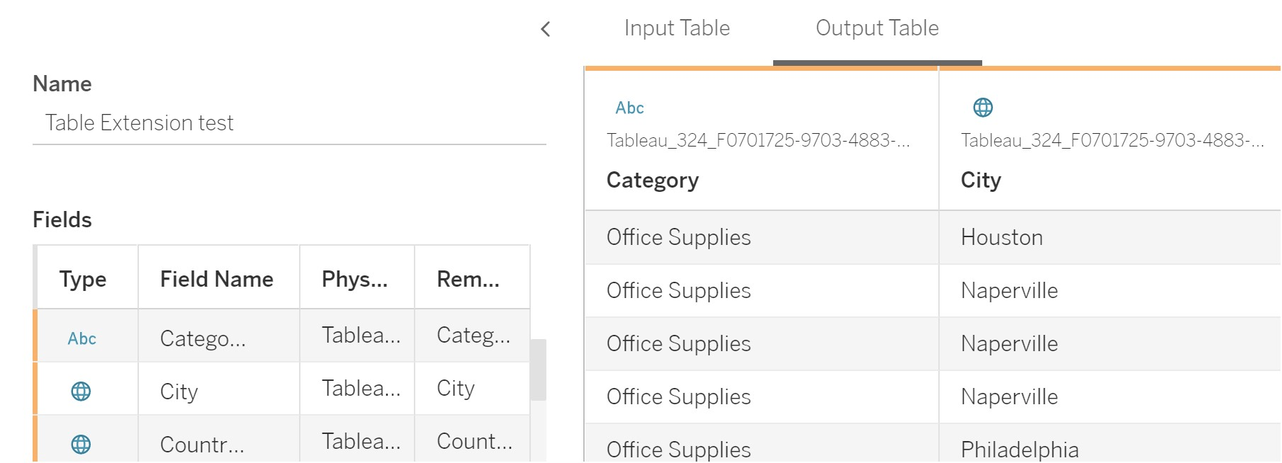 Table Extensions Tableau