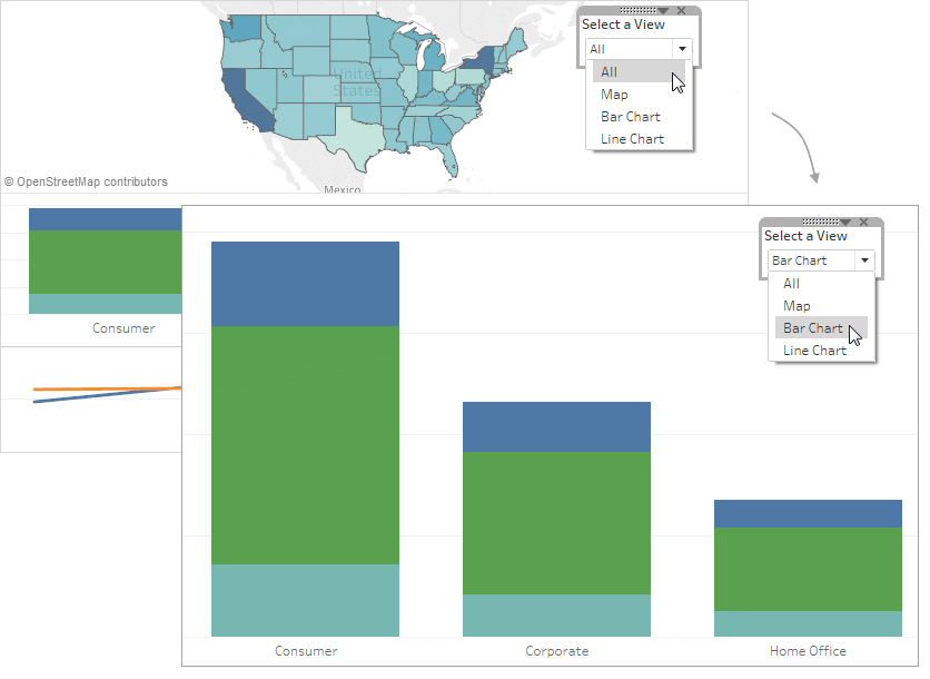 Create a Sheet Selection Menu for a Dashboard Tableau