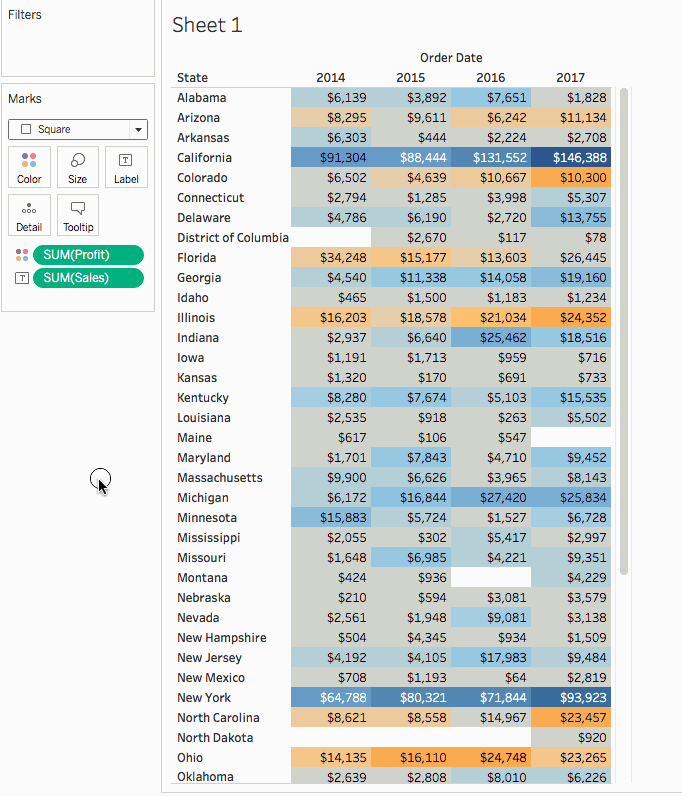 Quick Table Calculations Tableau