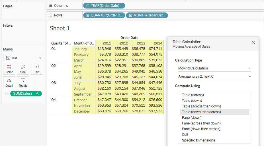 Table Calculation Types Tableau