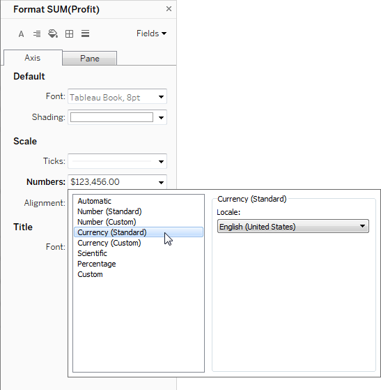 数字と NULL 値の書式設定 Tableau