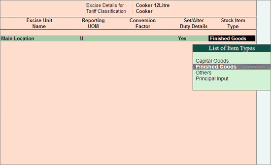 Stock Items Finished Goods