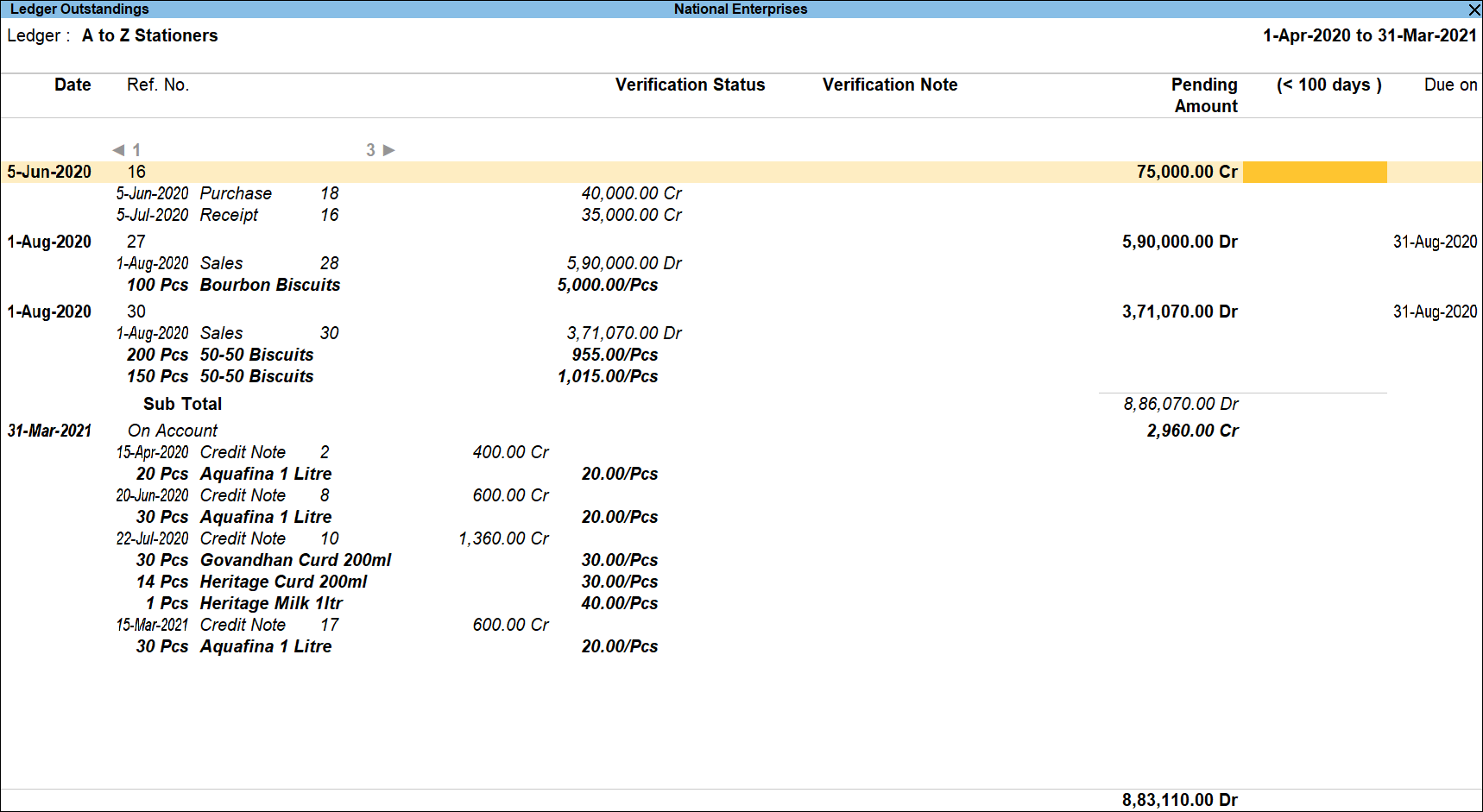 How to view Pending Bills Receivables Summary in TallyPrime TallyHelp
