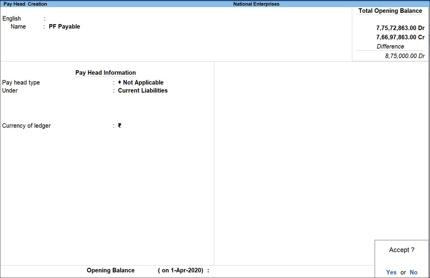 How to Create Salary, PF, ESI, NPS, PF Admin Expenses Payable Ledgers