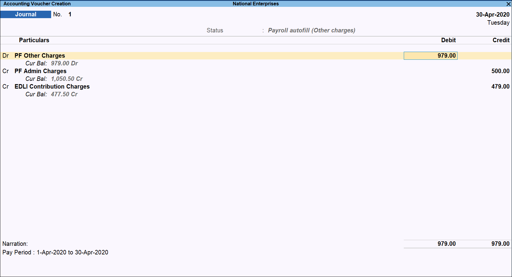 How to Record Employer PF Admin Charges in TallyPrime (Payroll) TallyHelp