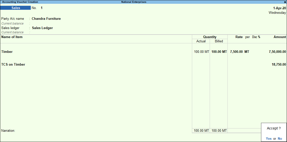 How to Record TCS on Sales in TallyPrime TallyHelp