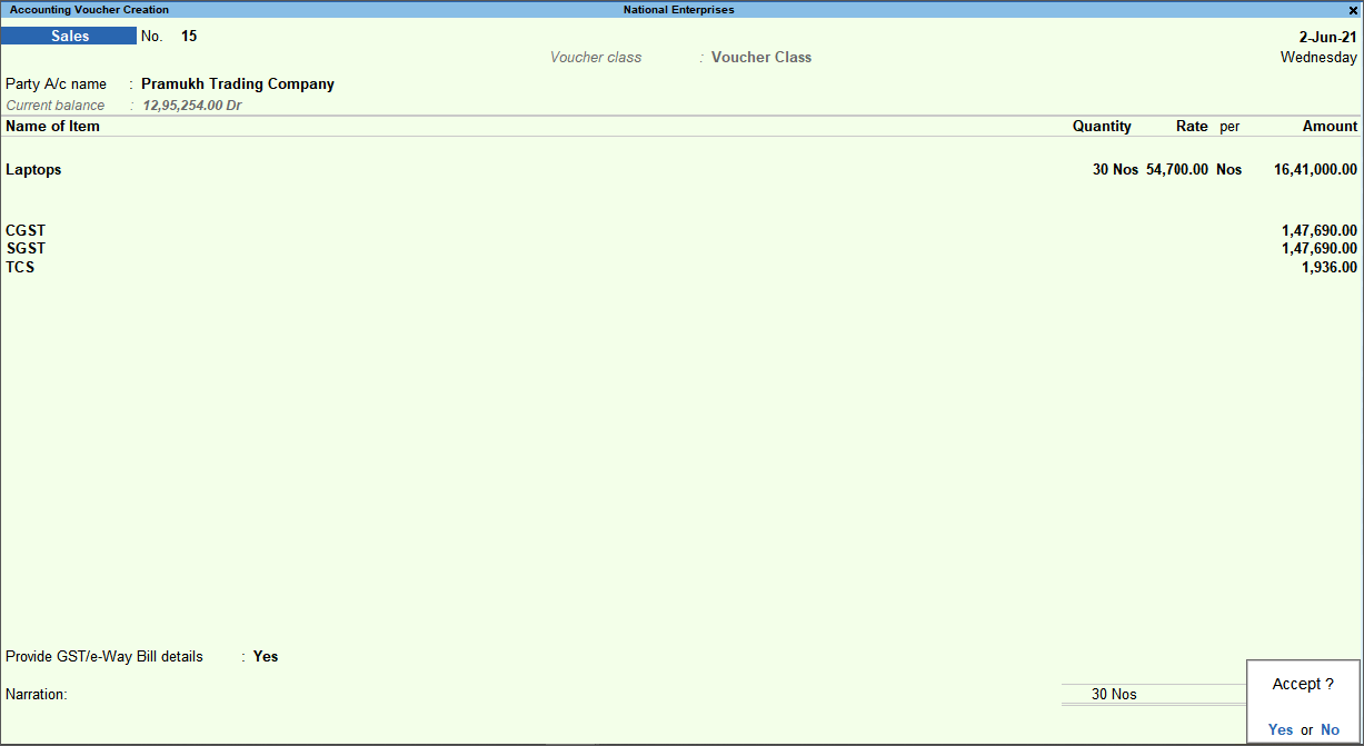 How to Record TCS on Sales in TallyPrime TallyHelp