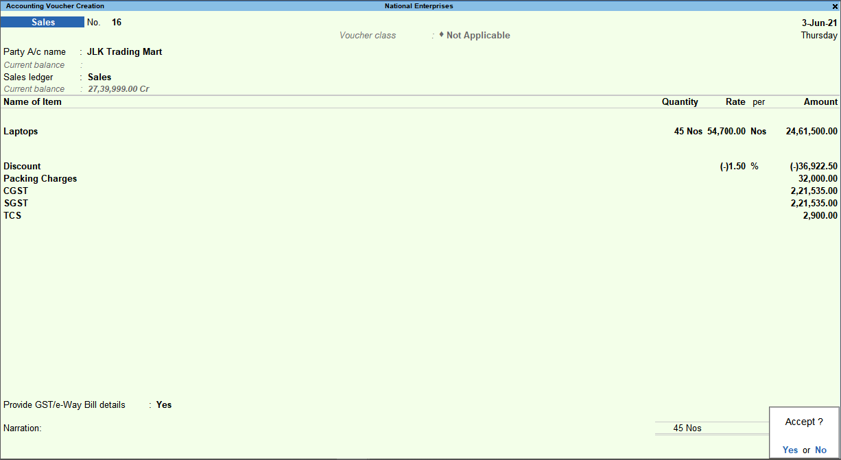 How to Record TCS on Sales in TallyPrime TallyHelp