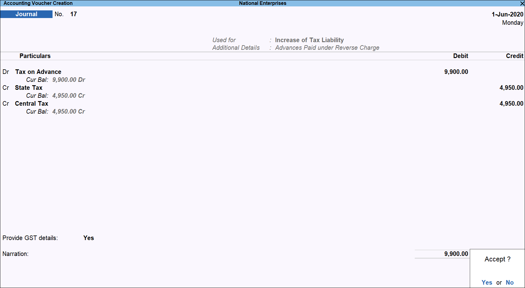 How to Record Advance Payments in TallyPrime (RCM) TallyHelp