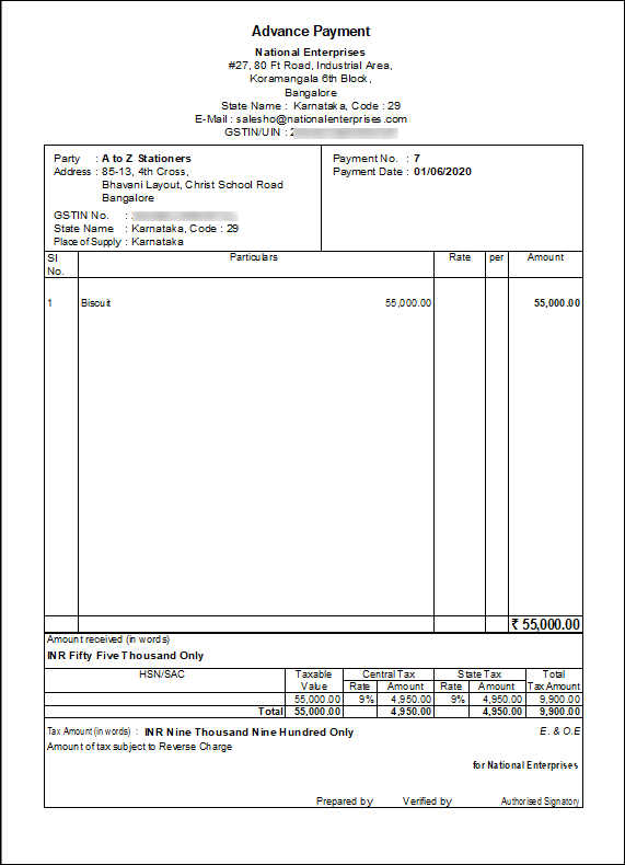 How to Record Advance Payments in TallyPrime (RCM) TallyHelp