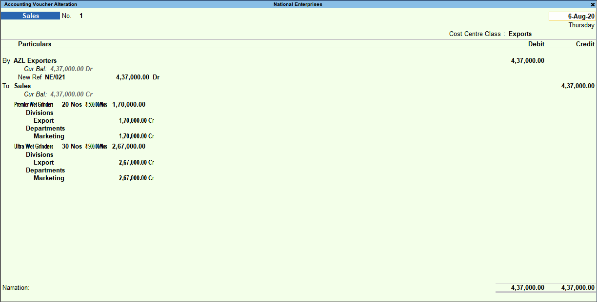 Cost Centre Allocation In Tally.Prime