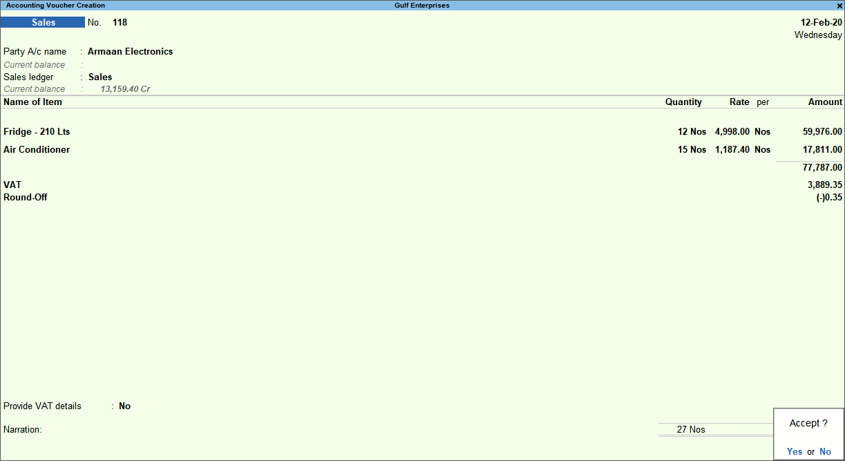 Record Sales and Print Invoices as per FTA (for UAE) TallyHelp
