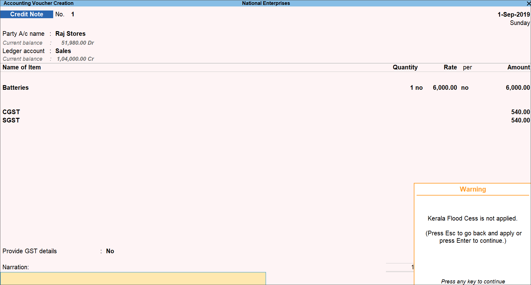 How to Record Sales with Kerala Flood Cess TallyHelp