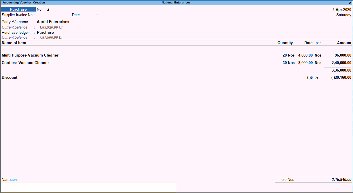 Purchase of Goods and Services TallyHelp